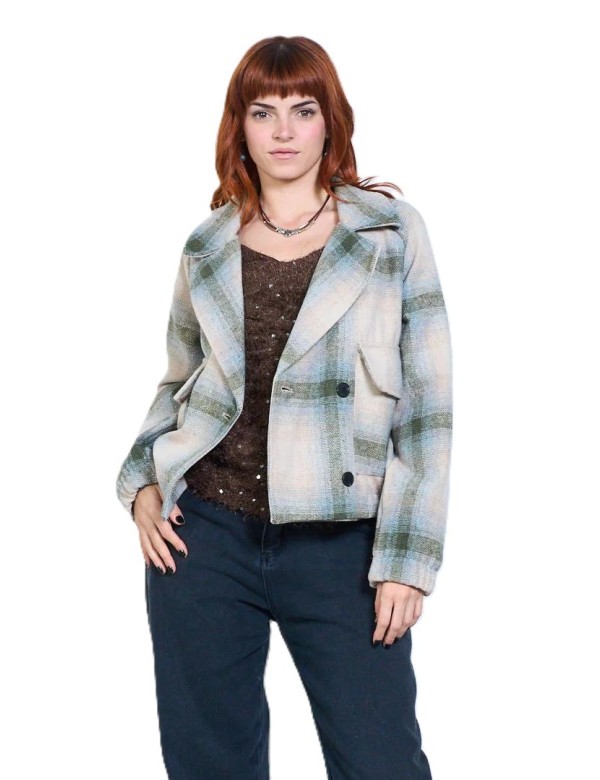 Veste courte à carreaux femme avec remise de -50% | MisterPrice.fr