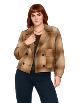 Veste courte à carreaux femme avec remise de -50% | MisterPrice.fr