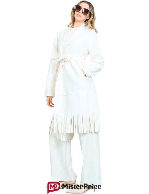 Manteau long frangé ceinturé femme à petit prix | Mister Price France