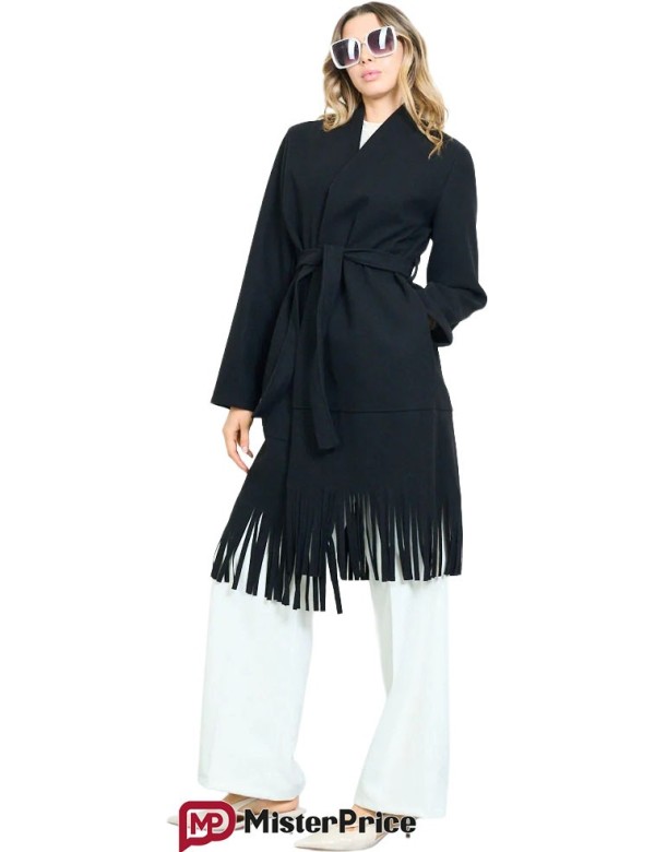 Manteau long frangé ceinturé femme à petit prix | Mister Price France