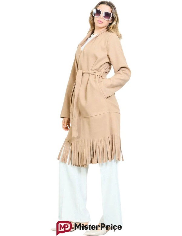 Manteau long frangé ceinturé femme à petit prix | Mister Price France