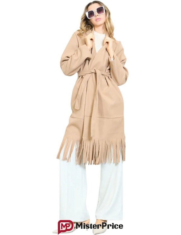 Manteau long frangé ceinturé femme à petit prix | Mister Price France