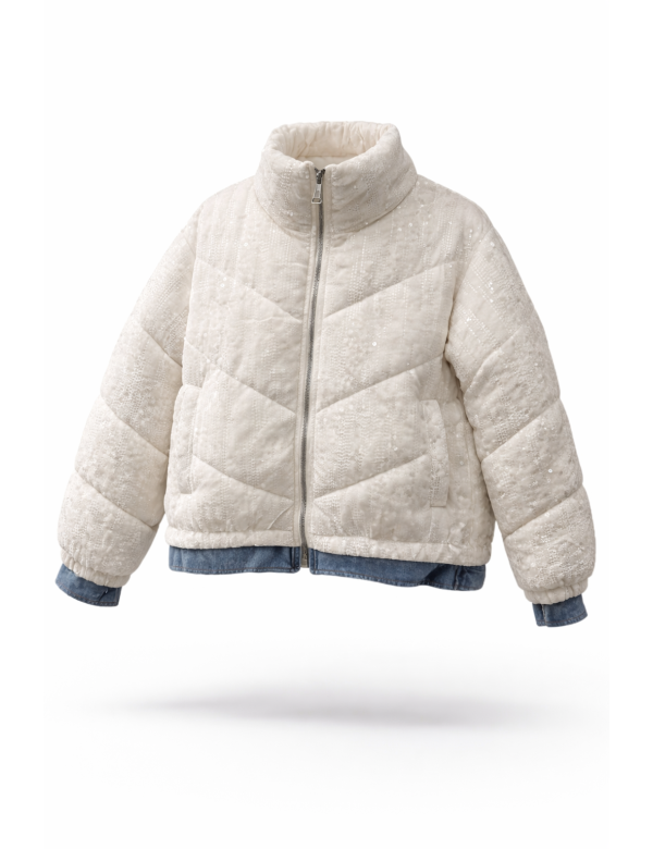 Veste Doudoune Bimatière Velours Sequin & Jean | MisterPrice.fr